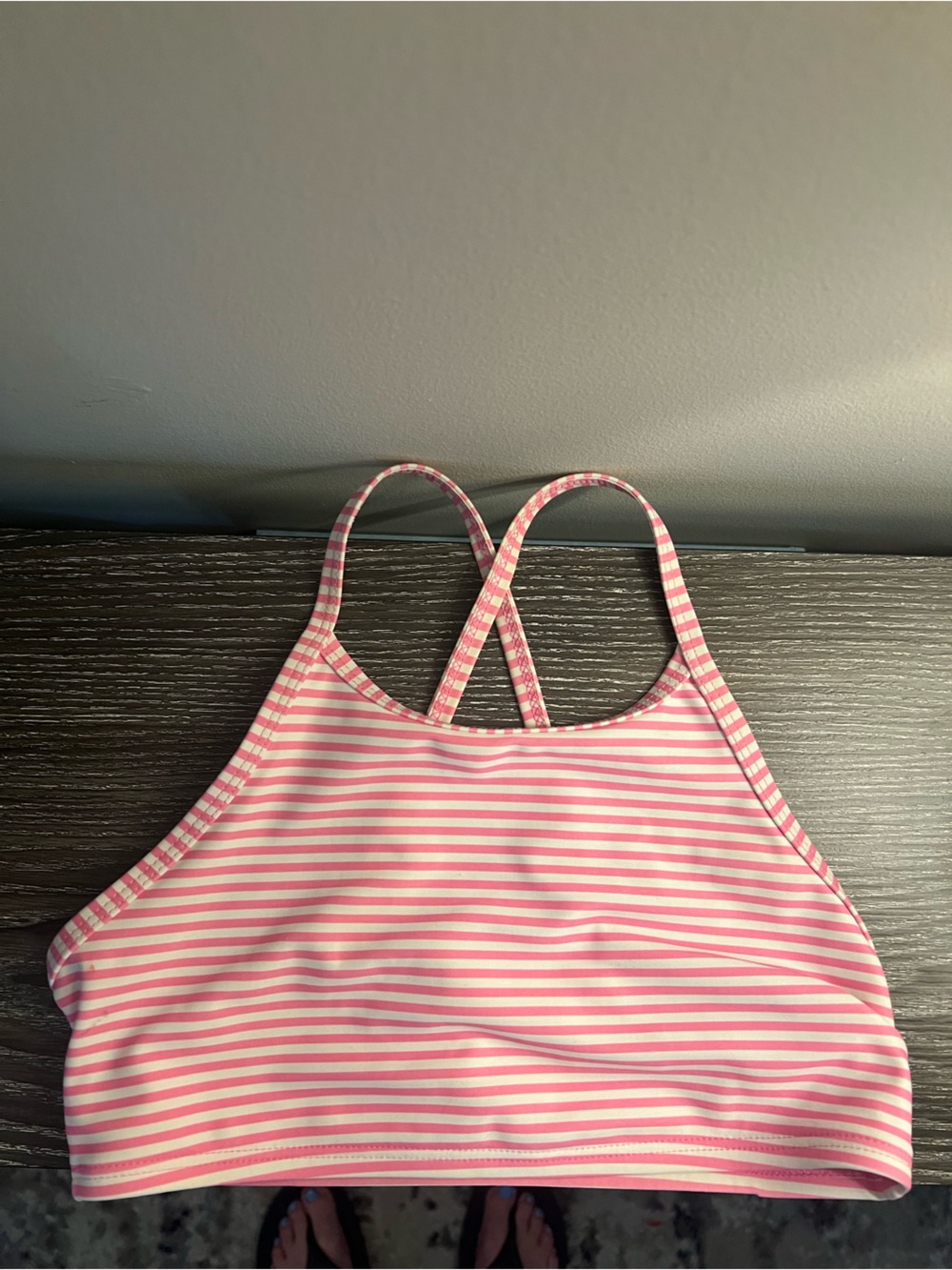 Carter's Pink and White Striped Girls' Swim Top Size 10